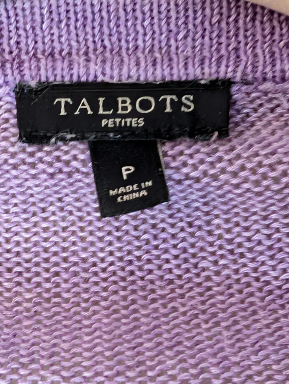 Talbots Women's V-Neck Cardigan Sweater Light Purple Button Front Size P Linen - Picture 3 of 8